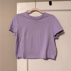 Purple Crewneck Crop Tee